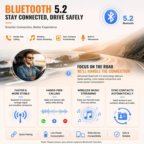 Vista 4 de 5,1" solo Din Bluetooth coche estéreo inalámbrico CarPlay Radio Android Auto