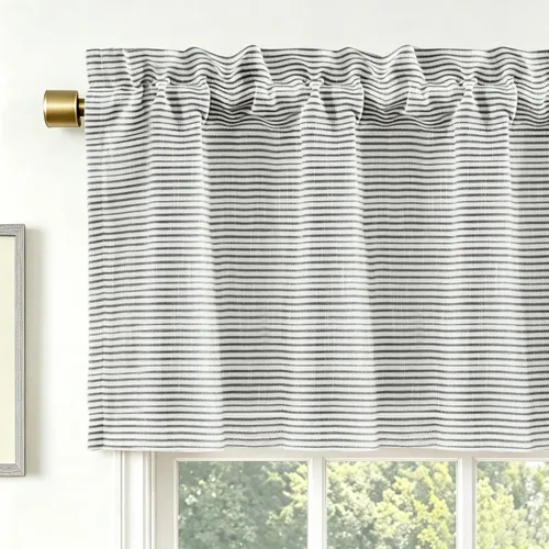 Vista 17 de DriftAway Briony - Cortina opaca con amarre para cocina, ajustable, diseño de globos, líneas texturizadas, estampadas, persianas romanas