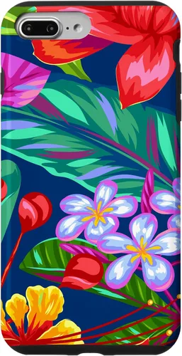 Vista 12 de Hawaiian Tropical Phone Case Yellow Red Hibiscus Plumeria Case for iPhone 17