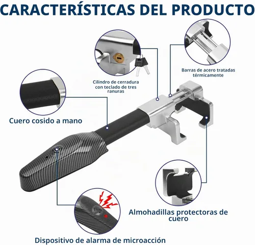 Vista 3 de Cerradura del volante con la alarma 130dB, dispositivo antirrobo