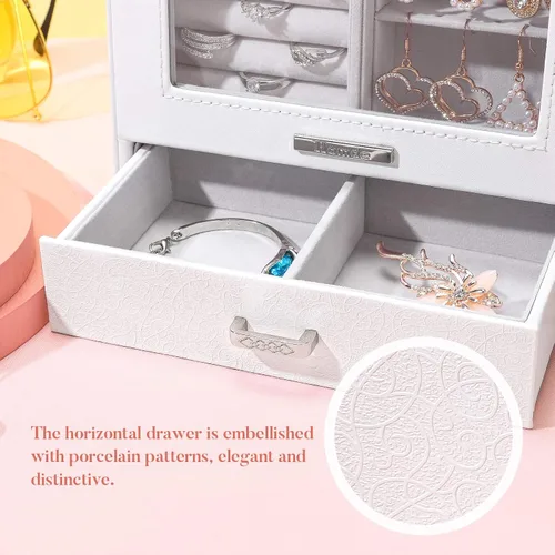 Vista 3 de Homde - Organizador de joyas para niñas y mujeres joyero para collares anillos aretes regalo de joyería caja de almacenamiento de joyas serie