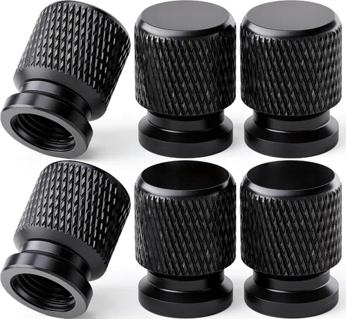 Vista 48 de 4 piezas de tapas de válvula de neumático con estilo púas, cubiertas de válvula de neumático universales de aleación de aluminio a prueba de polvo
