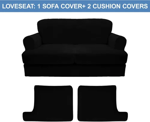 Vista 5 de CUCRAF Funda para sofá con cojines de 3 piezas, fundas deslizantes de terciopelo suave y grueso para sofá de la sala de estar, protector de muebles