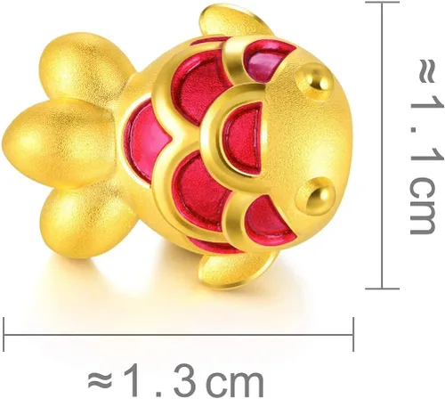 Vista 6 de CHOW SANG SANG 999 Pulsera de oro macizo de 24 quilates con dije de pez dorado para mujer 91505C