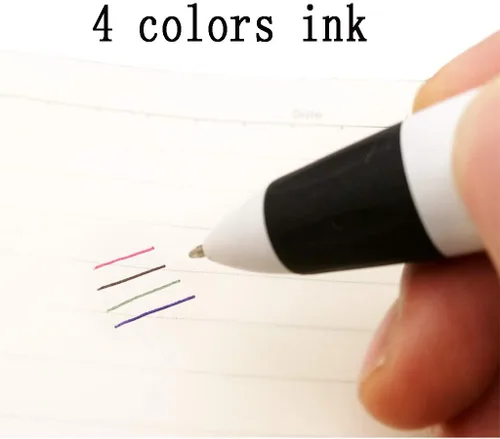 Vista 3 de Bolígrafos retráctiles multicolor de 0.028 in, tinta de 4 colores (negro, azul, rojo, verde) en un bolígrafo con mosquetón y llavero en la parte