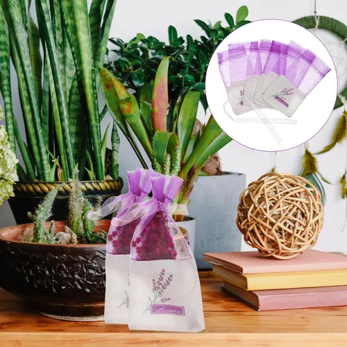 Vista 3 de 30 bolsas vacías de lavanda para cajones, armarios, bolsas pequeñas de gasa con estampado de flores, fragancia de 6 x 2.8 pulgadas para organización