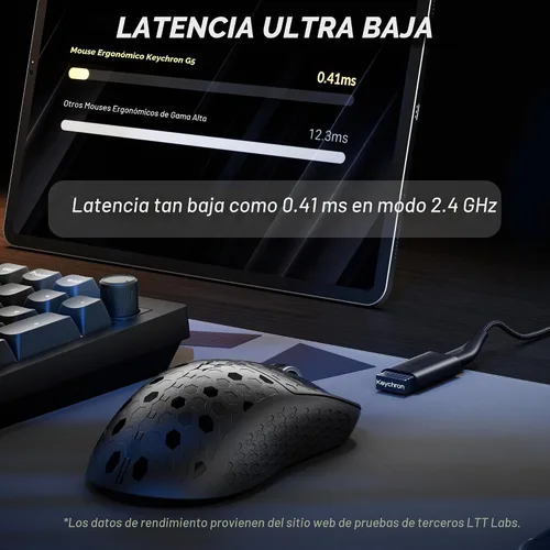 Vista 5 de Keychron Ratón inalámbrico G5 8K de 2,4 GHz y Bluetooth 5.3, 1.52 oz
