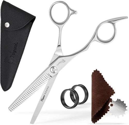 Vista 10 de Tijeras Profesionales para Cabello de 5.5 Pulgadas con Cuchillas Extremadamente Afiladas, Tijeras de Corte de Cabello de Acero 440C, Duraderas