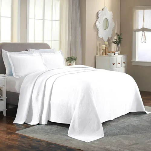 Vista 13 de Superior Juego de colcha y funda de algodón de 3 piezas, decoración de cama para el hogar, colcha decorativa, 2 fundas de almohada, peso medio