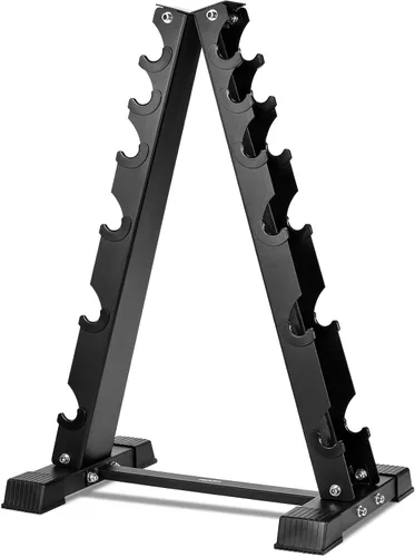 Vista 10 de Soporte para mancuernas solamente, soporte de pesas para mancuernas, marco en A, compacto para gimnasio en casa, ahorro de espacio