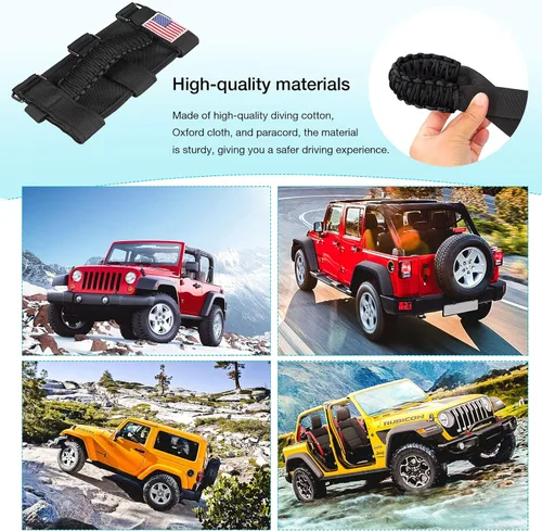 Vista 5 de GAIZON Paquete de 2 asas de agarre de barra antivuelco, asas de paracaídas para Wrangler CJ YJ TJ JL JK LJ JLU JKU Sahara Freedom Rubicon, Gladiator