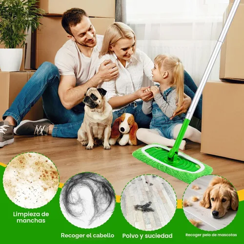 Vista 7 de 12 almohadillas de microfibra reutilizables compatibles con trapeadores, paños de barrido seco y almohadillas de trapeador húmedo, almohadillas