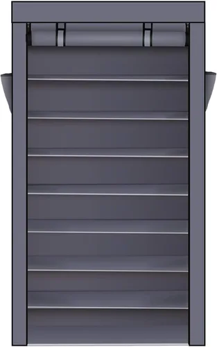 Vista 5 de BNSPLY Zapatero de tela no tejida de 10 niveles, estante grande para zapatos con cubierta a prueba de polvo, 2 bolsillos laterales organizador