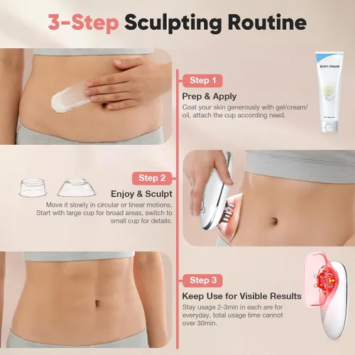 Vista 6 de Masajeador eléctrico 3 en 1 para la celulitis, máquina de esculpir el cuerpo 3 en 1 para estómago, cintura, brazos, piernas, herramienta de masaje