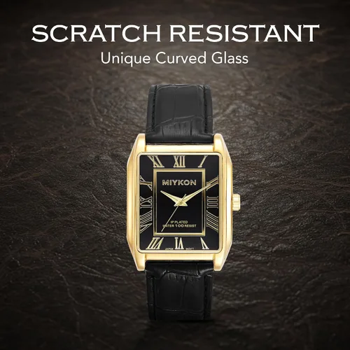 Vista 6 de Miykon Vintage Watches for Men Classic Tank Square Analog Watch with Genuine Leather Wrist Strap, Mens Dress Watches Japanese Quartz, Waterproof