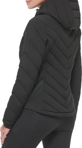 Vista 3 de Calvin Klein Women's Scuba Side Panel and Sleeve Detail Adjustable Hood Zip Pocketspuffer