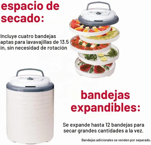 Vista 4 de NESCO FD-75A Snackmaster Pro - Deshidratador de alimentos, para aperitivos, frutas, carne seca de res, gris y kit de carne seca Jumbo Works, 1, rojo