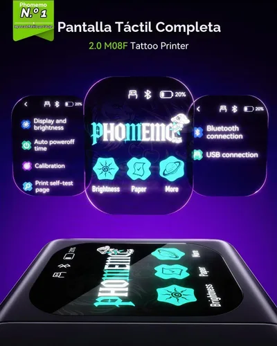 Vista 2 de Phomemo M08F Plus Touchscreen Tattoo Stencil Printer, Bluetooth, Thermal Negro