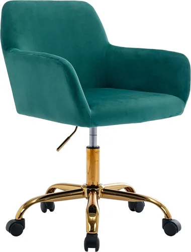 Vista 14 de KCC Silla de Tocador de Maquillaje de Tela de Pana, Sillón Giratorio Esponjoso Moderno con Ruedas, Tapizada Mullida de Altura Ajustable para Niñas
