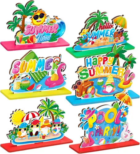 Vista 14 de 6 piezas de centros de mesa de madera con arco iris boho, decoración de mesa de arco iris boho, decoración de baby shower de sol para niños y niñas