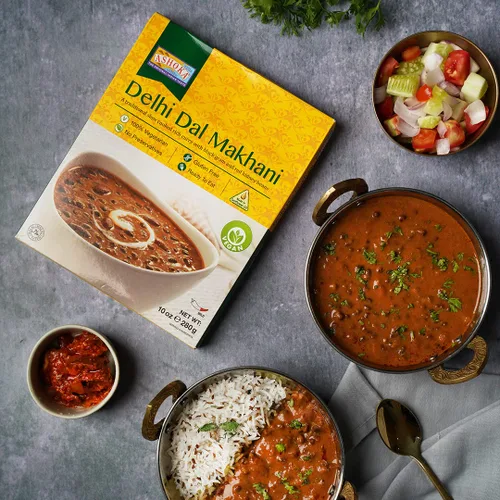 Vista 3 de Ashoka Comidas sin gluten, listas para microondas, veganas con granos negros y frijoles, comidas para calentar y servir, todas naturales Delhi Dal