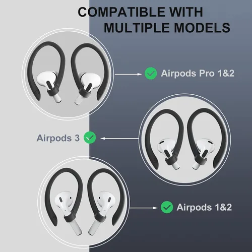 Vista 6 de 2 pares de ganchos para orejas de AirPods para AirPods Pro 2, AirPods Pro, AirPods 4, 3, 2 y 1, ganchos deportivos con clip antideslizantes
