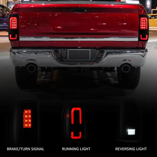 Vista 4 de HAKA TOUGH Conjunto de luces traseras LED para Dodge Ram 1500 2009-2018 Dodge Ram 2500/3500 2010-2018 2010-2018 luces traseras ahumadas negras