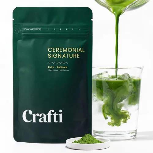 Vista 16 de Crafti Polvo de matcha de grado ceremonial (orgánico) – Polvo de té verde matcha japonés auténtico sin azúcar de Uji, Kyoto para lattes de grado