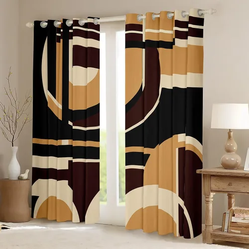 Vista 2 de Cortinas opacas abstractas de 30 % a 50 % geométricas para dormitorio, sala de estar, decoración de línea a rayas, cortinas con aislamiento térmico
