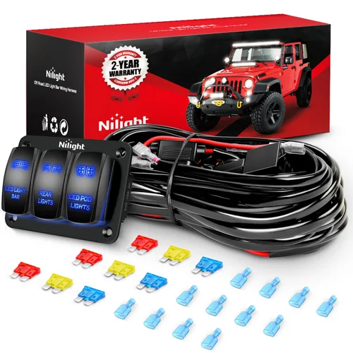 Vista 13 de Nilight Kit de arnés de cableado de barra de luz LED Off Road Interruptor Arnés de cableado 16AWG - 2 cables con telar de alambre de nailon