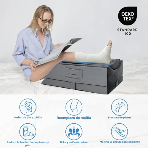 Vista 5 de Almohadas para elevar la pierna Kehangte después de la cirugía, almohada para elevar la pierna ajustable en 4 alturas, equipo de recuperación