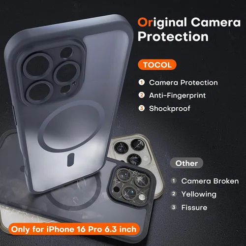 Vista 650 de TOCOL Funda para iPhone 11, compatible con Magsafe, protección completa de cámara, imanes integrados, protección contra caídas, funda translúcida
