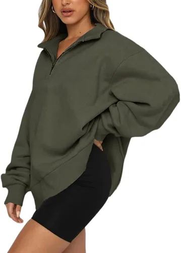 Vista 3 de Muchpow Womens Casual Sweatshirts 14 Zipper Long Sleeve Fall Top Oversized Pullover Tunics Teen Girls Fall Y2K Clothes