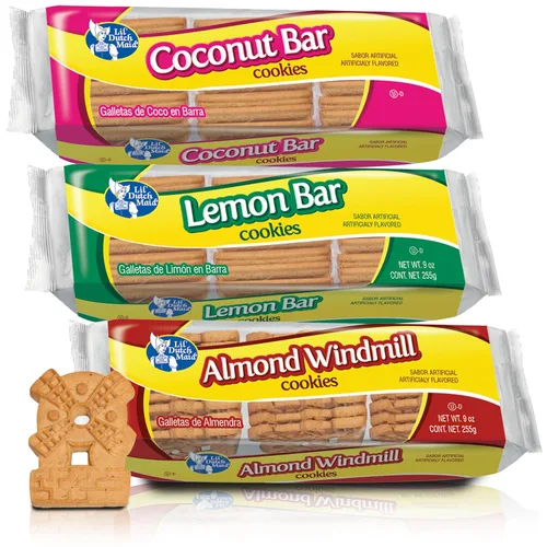 Vista 9 de Lil Dutch Maid Galletas de barra de almendras 9 onzas (paquete de 3) Galletas crujientes con sabor a pan de jengibre con forma de molino