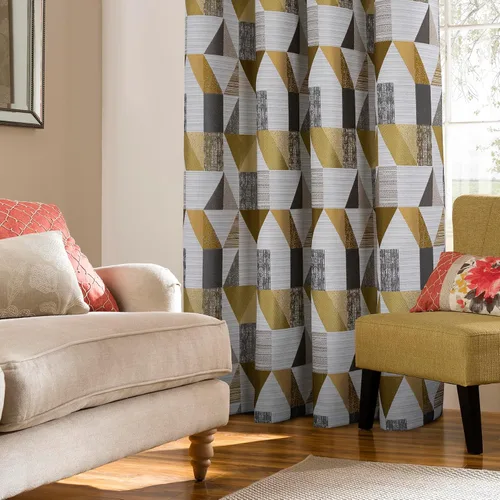Vista 9 de always4u Cortinas geométricas de jacquard con textura de lino sintético, 2 paneles de 84 pulgadas para sala de estar, dormitorio, 54 x 84 pulgadas