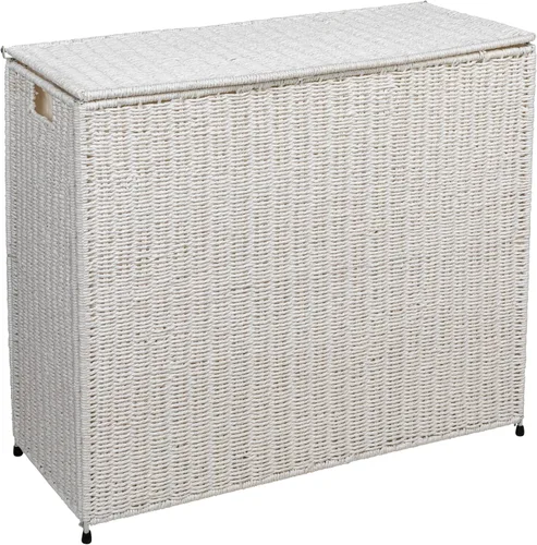 Vista 10 de Household Essentials ML-5445 - Clasificador de ropa sucia de mimbre de 3 compartimentos con tapa Cesta de ropa de 3 secciones