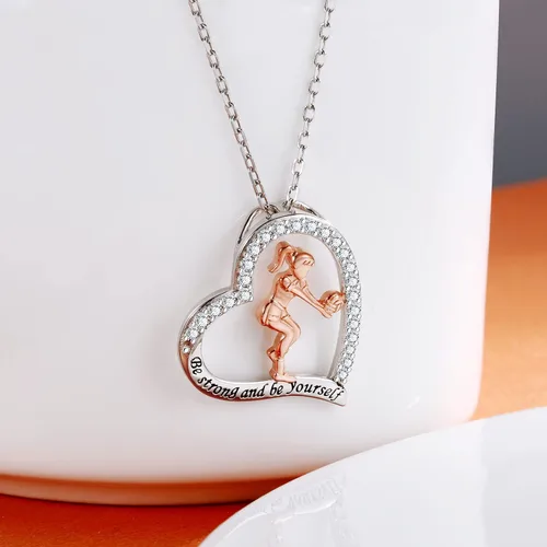 Vista 2 de Collar de voleibol, sóftbol, baloncesto, regalos para niñas, plata de ley 925, deporte, béisbol, mamá, jugador, joyería para mujeres, adolescentes