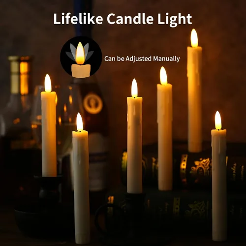 Vista 5 de YBU Velas cónicas sin llama con control remoto de 7 pulgadas, velas LED con temporizador de luz parpadeante, atenuador, velas de ventana a
