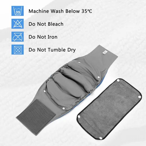 Vista 5 de Teamoy Bandas para el vientre para perros machos con almohadillas extraíbles, reutilizables, lavables, con forro gris (paquete de 3), L1 Reusable