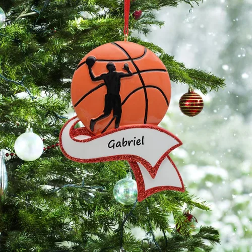 Vista 2 de Adorno de Navidad de baloncesto – Adorno deportivo personalizado de jugador de baloncesto – Regalo de entrenador de baloncesto, regalos de recuerdo