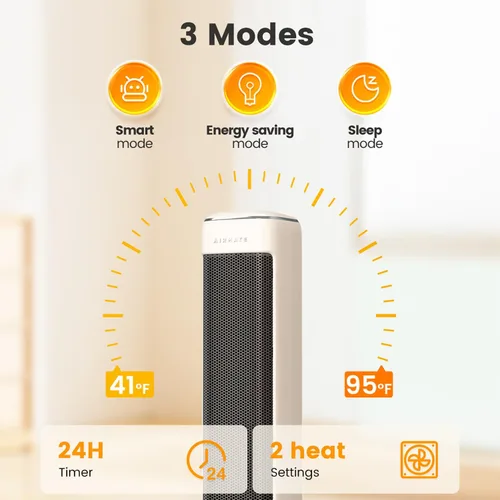 Vista 5 de Calentadores de espacio de 25 pulgadas para uso en interiores, habitaciones grandes, calentadores eléctricos para uso en interiores con termostato