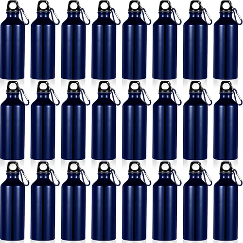 Vista 10 de 24 botellas de agua de aluminio de 17 onzas, botellas reutilizables de aluminio con clips, paquete múltiple de agua ligera para deportes, fácil