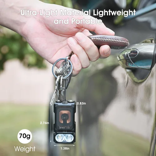 Vista 5 de WUBEN X3 Mini Linterna con Caja de Carga Recargable 180 Grados Llavero EDC Linterna Giratoria Ip65 Impermeable Imán Linternas de Bolsillo 10 Modos