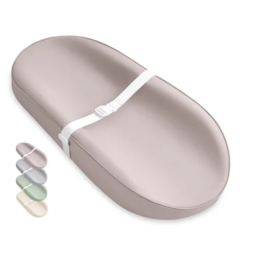 Vista 10 de Blissful Diary Cambiador de bebé de cuero vegano con cubierta de poliuretano impermeable y fácil de limpiar, tamaño aguacate, cómodo cambiador