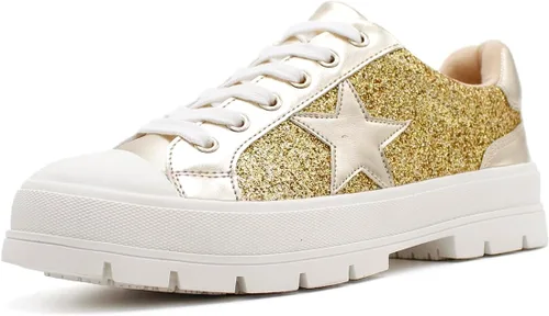 Vista 3 de Laforst Tenis antideslizantes con purpurina Mardi Gras para mujer, color morado