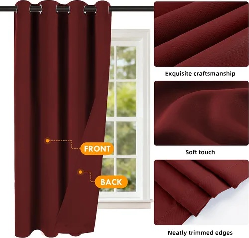 Vista 8 de Cortinas de oscurecimiento de habitación de 45 pulgadas de largo para dormitorio y sala de estar, cortinas térmicas aislantes con ojales