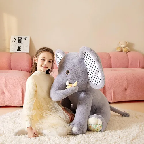Vista 4 de Juguete de peluche de elefante gigante, juguete suave, grande Jumbo de 25 pulgadas, lindo tamaño grande, enorme peluche esponjoso, regalos