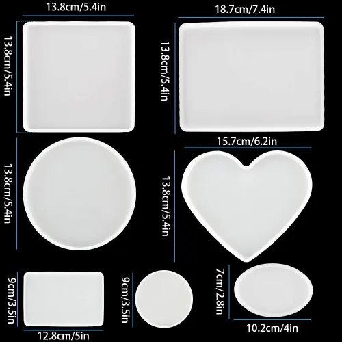 Vista 7 de Paquete de 7 moldes de resina de silicona grandes para álbum de teléfono, decoración de escritorio, posavasos, decoración del hogar, regalo, moldes