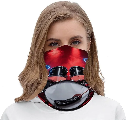 Vista 5 de Cool Drum Set Neck Gaiter for Men Women Upf 50+ Sun Protection Balaclava Face Mask Cover Moisture Wicking & Quick Dry Neckerchief Seamless Ski Mask