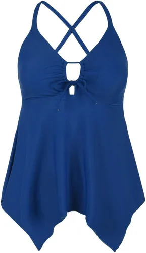Vista 25 de Firpearl Trajes de baño tankini para mujeres, modestos y fluidos, espalda cruzada, talla plus, top de traje de baño Azul aguamarina